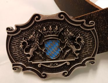 Pezzo D'oro Trachtengürtel mit Bayernwappen,Leder dunkelbraun antik Vierteljährliche Förderung