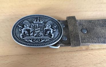 Pezzo D'oro Trachtengürtel, Bayernschließe,echt Leder,braun-oliv,made in Germany Discount Store für neue Produkte