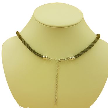 Pezzo D'oro Trachtenkette Edelweiß altsilber,grünes Kordelband und Glitzersteine Clearance-Verkauf