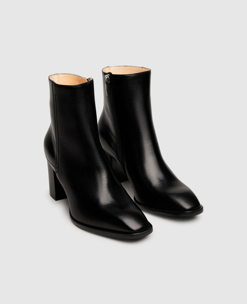 Shoepassion Glattleder-Stiefelette mit 7 cm hohem Blockabsatz Henry Stevens Shoepassion Kostenlose Rückgabe