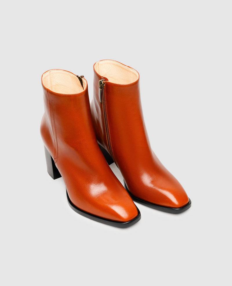 Shoepassion Glattleder-Stiefelette mit 7 cm hohem Blockabsatz Henry Stevens Shoepassion 50% Rabatt mit kostenlosem Versand