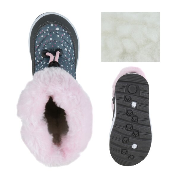 Stiefelparadies Kinder Winter Boots in Grau Rosa Weiss Muster Zeitlich begrenztes Angebot
