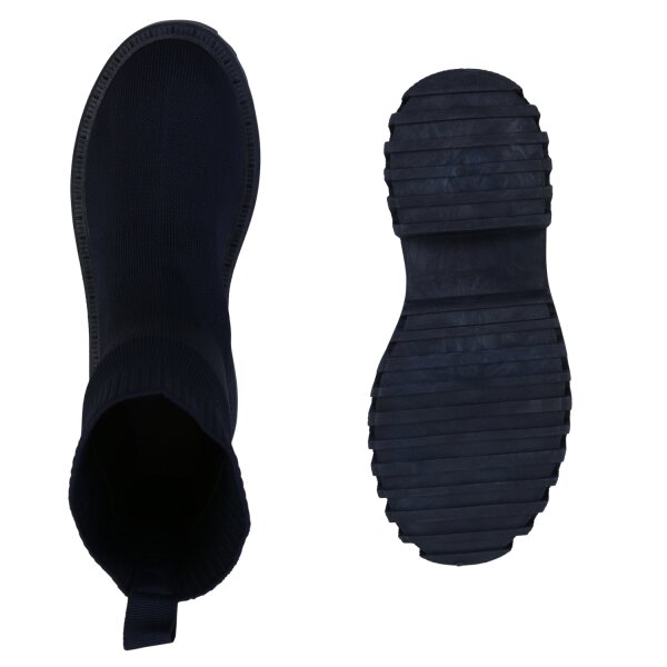 Stiefelparadies Damen Plateau Boots in Dunkelblau Saisonale Angebote