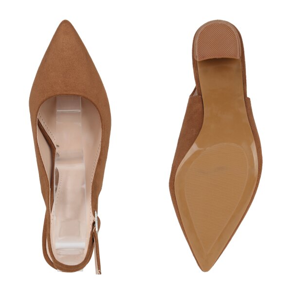 Stiefelparadies Damen Slingpumps in Hellbraun Wochenangebot