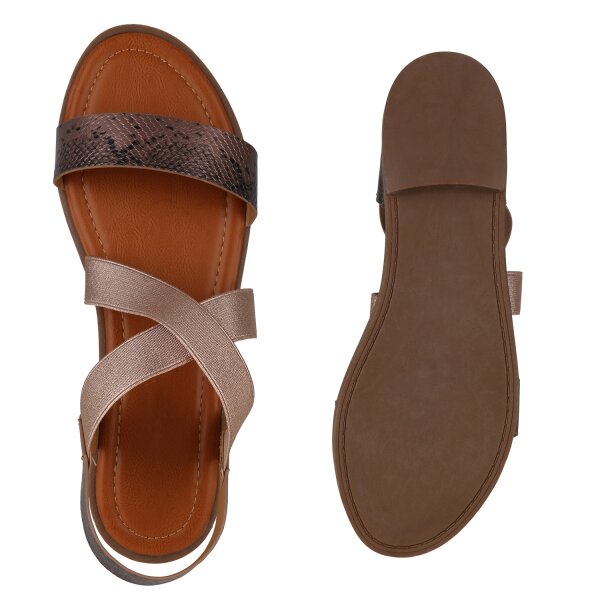 Stiefelparadies Damen Übergrößen Riemchensandalen in Rose Gold JETZT KAUFEN