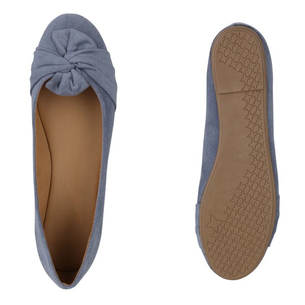 Stiefelparadies Damen Übergrößen Klassische Ballerinas in Blau Zeitbegrenzte Promotion