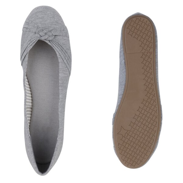 Stiefelparadies Damen Übergrößen Klassische Ballerinas in Grau Bis zu 50% Rabatt