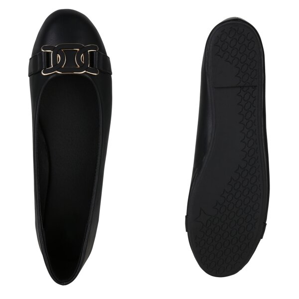 Stiefelparadies Damen Übergrößen Klassische Ballerinas in Schwarz Nur für heute