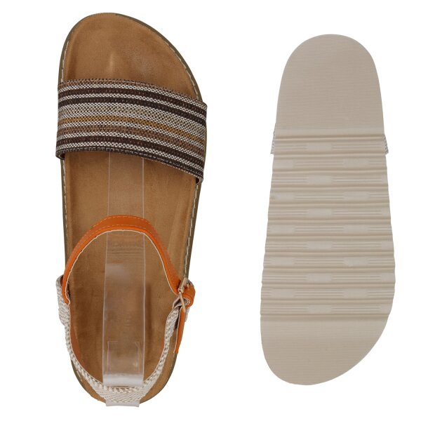 Stiefelparadies Damen Übergrößen Riemchensandalen in Orange Super Rabatt