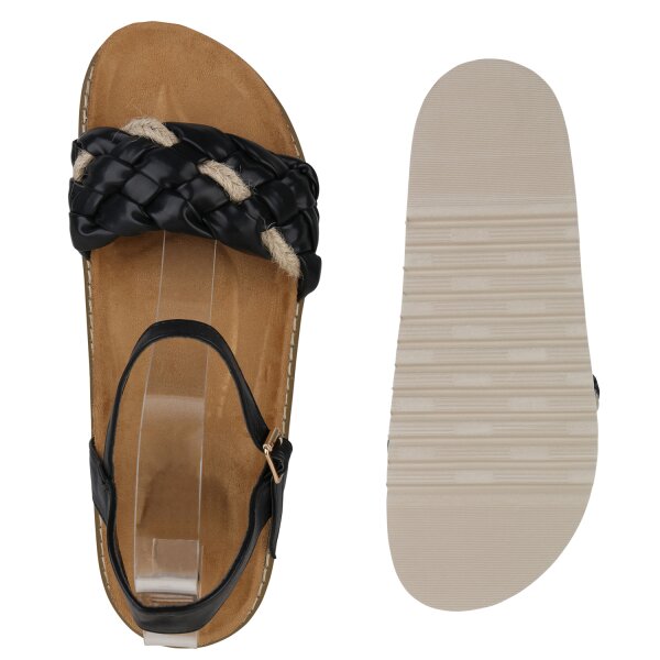 Stiefelparadies Damen Übergrößen Riemchensandalen in Schwarz Riesige Rabatte