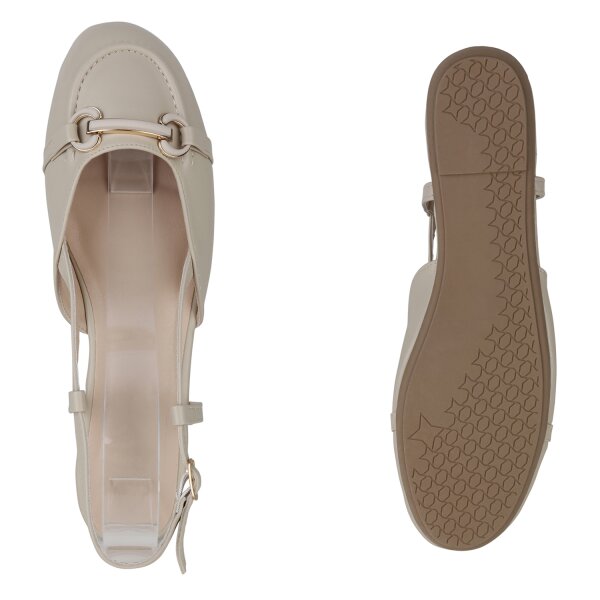 Stiefelparadies Damen Übergrößen Sling Ballerinas in Beige 50% Rabatt mit kostenlosem Versand
