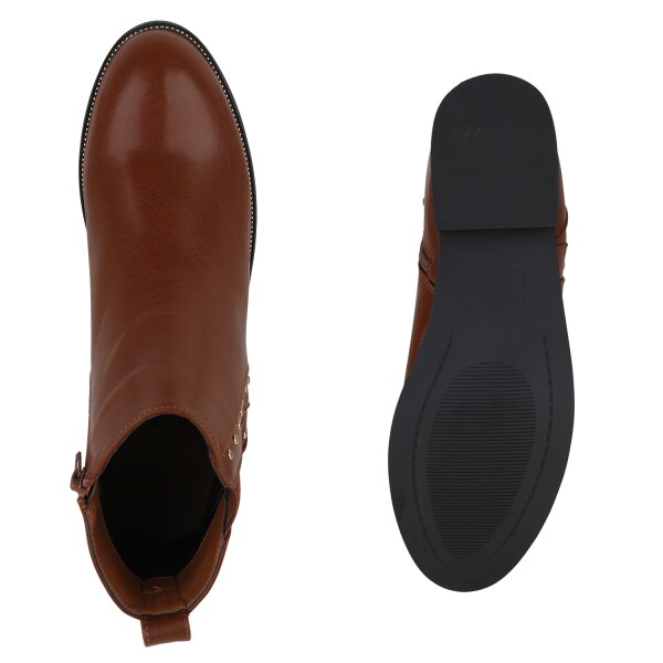Stiefelparadies Damen Übergrößen Klassische Stiefeletten in Hellbraun Im Verkauf