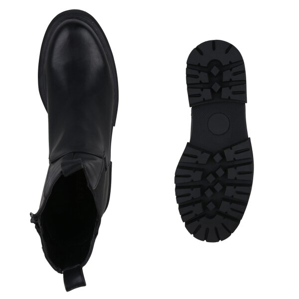 Stiefelparadies Damen Übergrößen Klassische Stiefeletten in Schwarz zollfrei