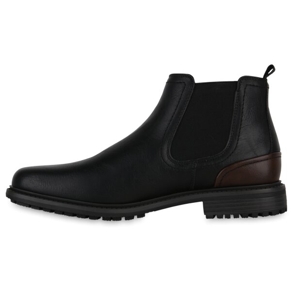 Stiefelparadies Herren Chelsea Boots in Schwarz Dunkelbraun Tiefpreis