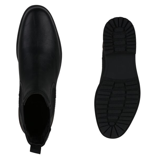 Stiefelparadies Herren Chelsea Boots in Schwarz Dunkelbraun Tiefpreis