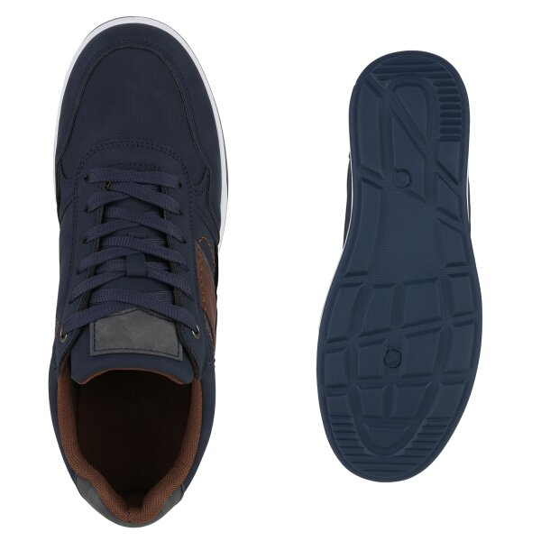 Stiefelparadies Herren Sneaker low in Schwarz Dunkelblau Begrenzt auf 3 Tage