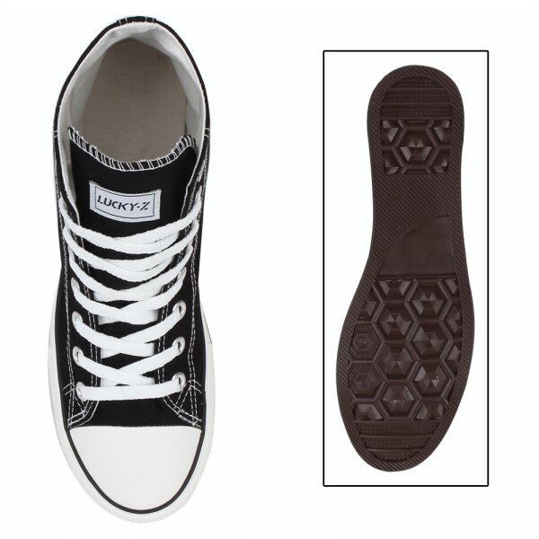 Stiefelparadies Herren Sneaker high in Schwarz Lucky Schlussverkauf