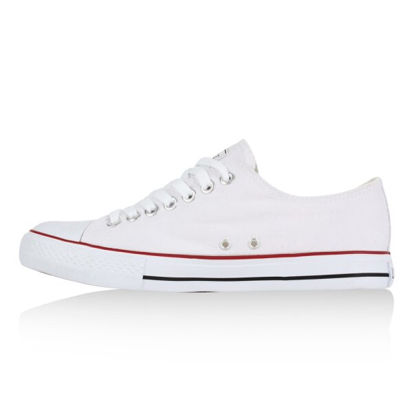 Stiefelparadies Herren Sneaker low in Weiss Rotstreifen Lucky Kostenloser Versand