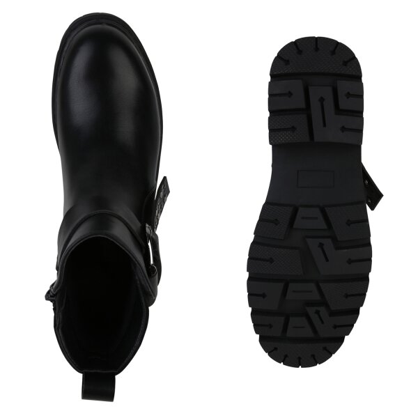 Stiefelparadies Damen Biker Boots in Schwarz Sonderangebot