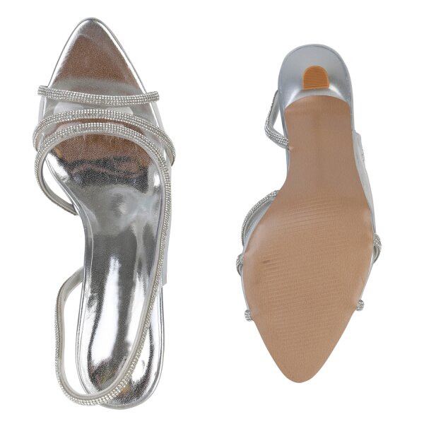 Stiefelparadies Damen High Heels in Silber Günstig kaufen