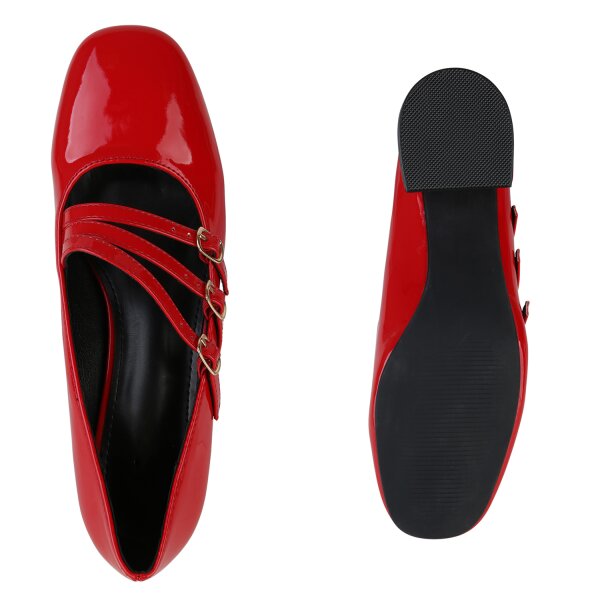 Stiefelparadies Damen Mary Janes in Rot Lack Versandkostenfrei
