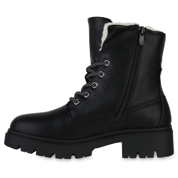 Stiefelparadies Damen Schnürstiefeletten in Schwarz Begrenztes Angebot