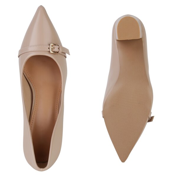 Stiefelparadies Damen Spitze Pumps in Beige Exklusivangebot