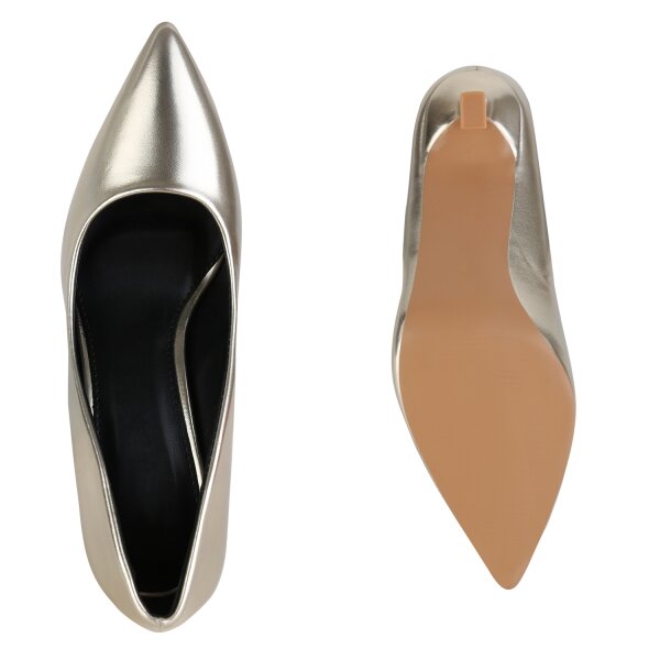 Stiefelparadies Damen Spitze Pumps in Gold Preisnachlass
