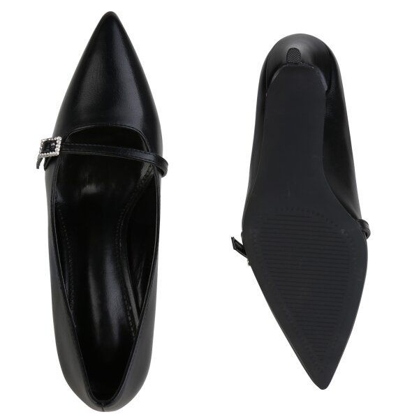 Stiefelparadies Damen Spitze Pumps in Schwarz Saisonschlussverkauf
