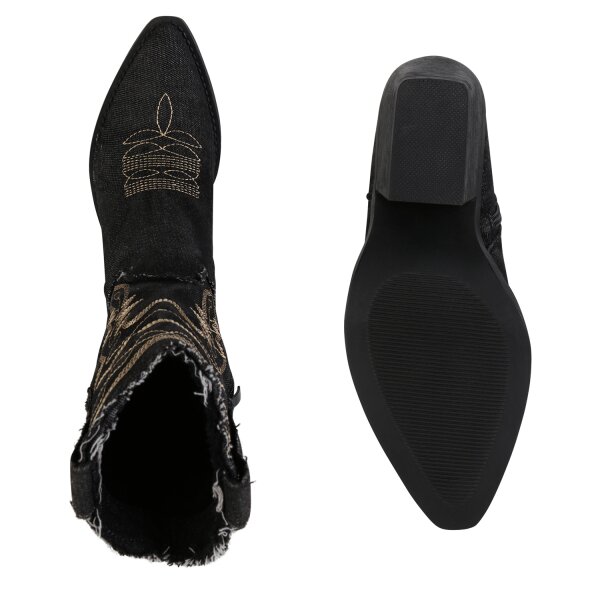 Stiefelparadies Damen Cowboy Boots in Schwarz Jubiläumsangebot