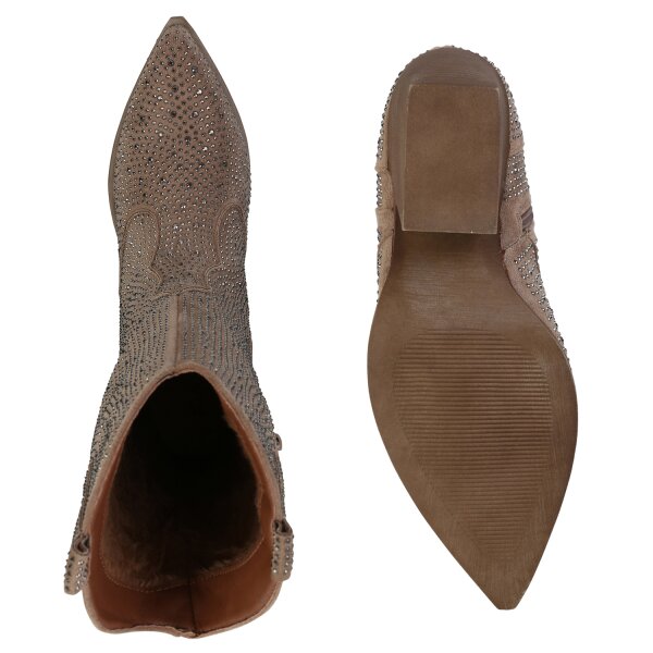 Stiefelparadies Damen Cowboystiefel in Khaki Neueste Mode