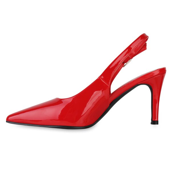 Stiefelparadies Damen Slingpumps in Rot Lack Exklusive Angebote