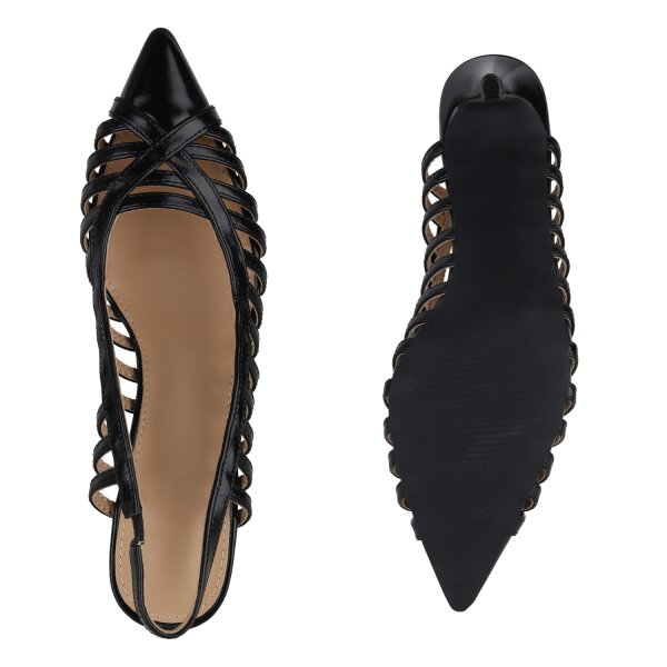 Stiefelparadies Damen Slingpumps in Schwarz Blitzangebot