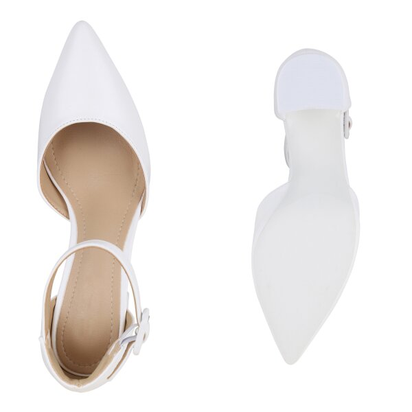Stiefelparadies Damen Spitze Pumps in Weiss Saisonale Angebote
