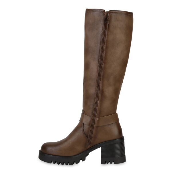 Stiefelparadies Damen Bikerstiefel in Khaki Tägliche Deals