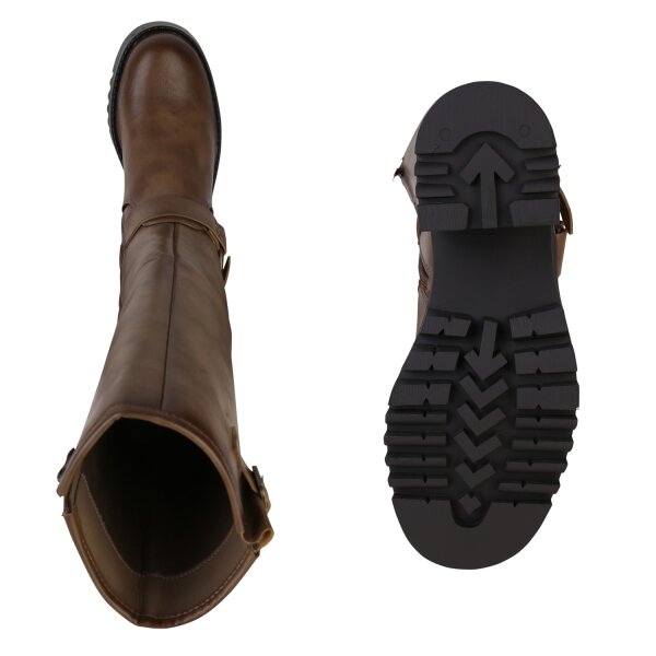 Stiefelparadies Damen Bikerstiefel in Khaki Tägliche Deals