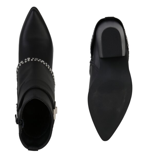 Stiefelparadies Damen Cowboy Boots in Schwarz Sonderangebote