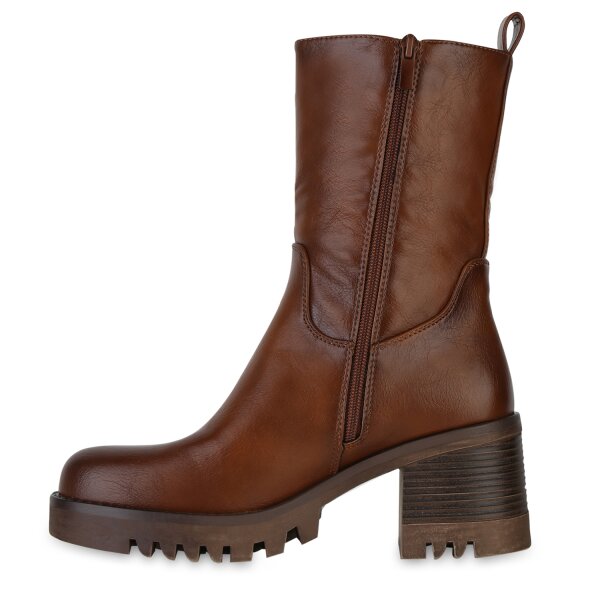 Stiefelparadies Damen Klassische Stiefeletten in Hellbraun VIP-Rabatte