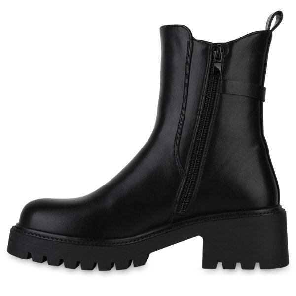 Stiefelparadies Damen Klassische Stiefeletten in Schwarz Tiefpreis
