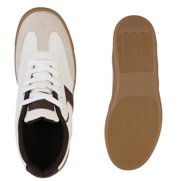 Stiefelparadies Damen Sneaker Low in Beige Kostenlose Rückgabe