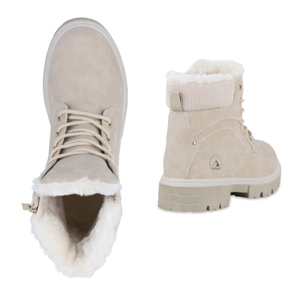 Stiefelparadies Damen Worker Boots in Beige Online