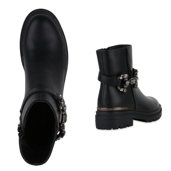 Stiefelparadies Damen Biker Boots in Schwarz Outlet