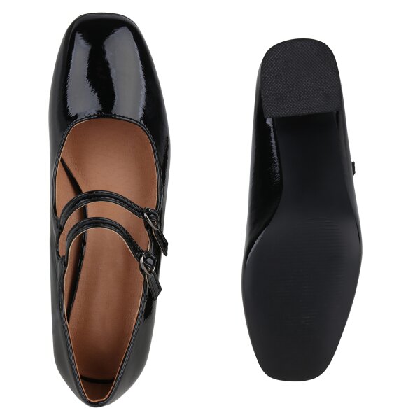Stiefelparadies Damen Mary Janes in Schwarz Lack im Angebot