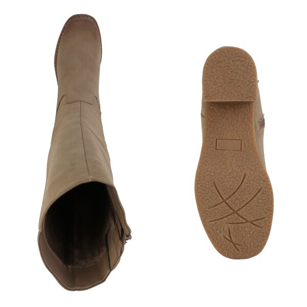 Stiefelparadies Damen Klassische Stiefel in Khaki Versandkostenfrei