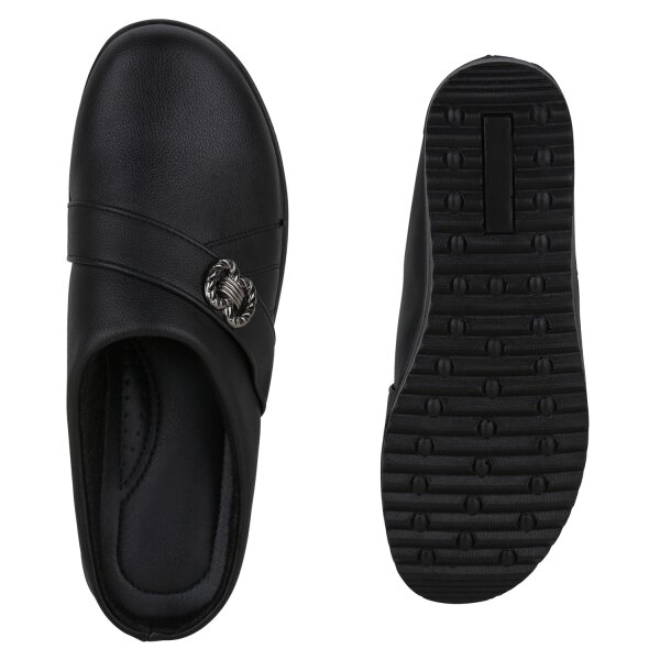 Stiefelparadies Damen Pantoffeln in Schwarz Flash Sale
