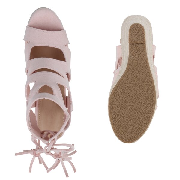 Stiefelparadies Damen Keilsandaletten in Rosa Osterangebot