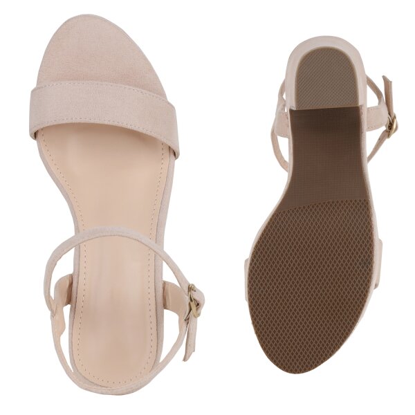Stiefelparadies Damen Plateau Sandaletten in Beige Jubiläumsangebot