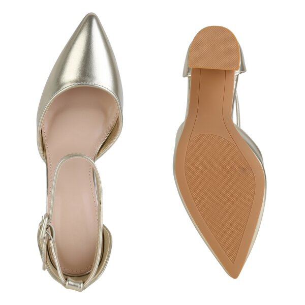 Stiefelparadies Damen Spitze Pumps in Gold Exklusive Angebote