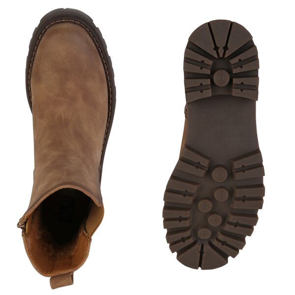 Stiefelparadies Damen Klassische Stiefeletten in Hellbraun Räumungsverkauf