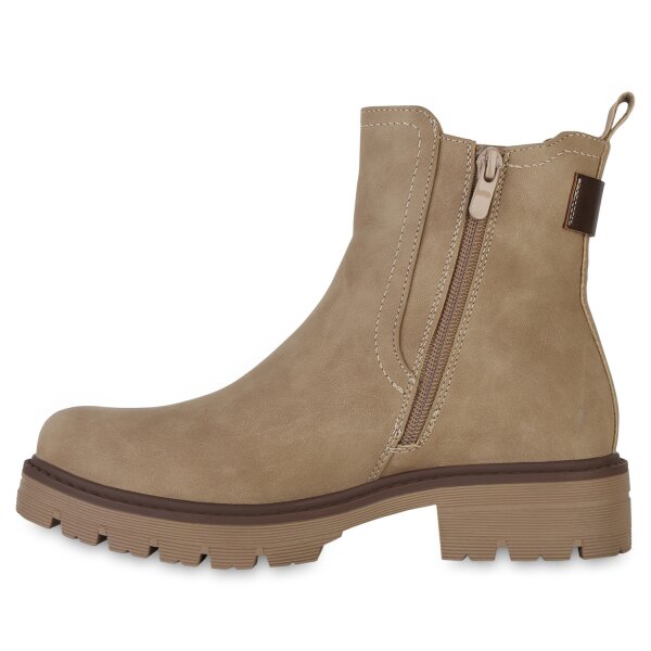 Stiefelparadies Damen Klassische Stiefeletten in Khaki Kauf eins, bekomm eins gratis